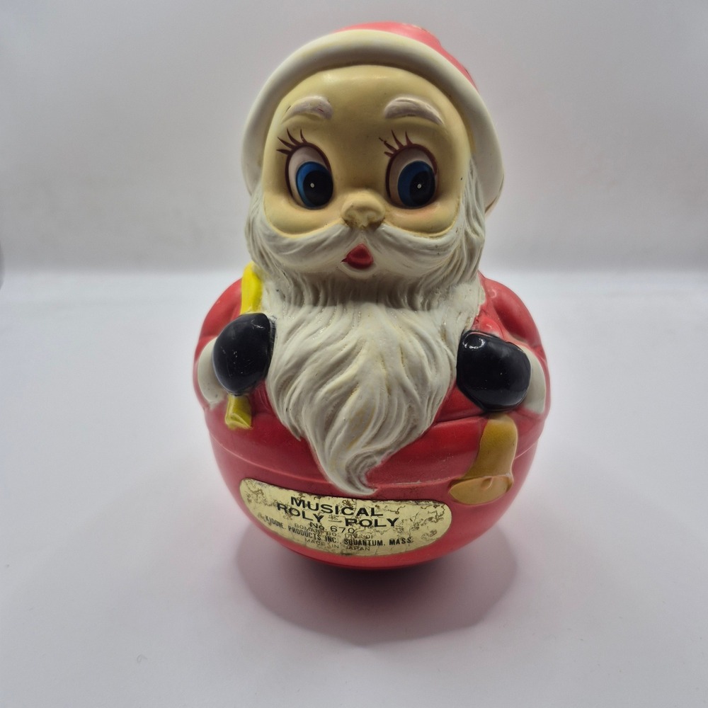 Vintage Roly Poly Sani Babe Musical Santa No 670 Made in Japan Christmas Toy